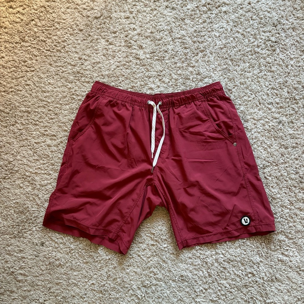 Vuori Men's Athletic Shorts in Burgundy